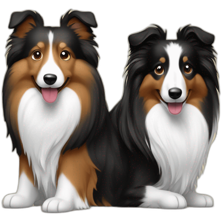 broun and bi-black shelties are friends emoji