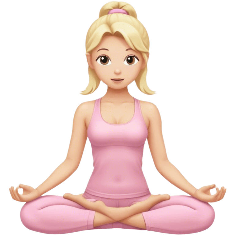 blonde yoga girl light pink clothes n emoji