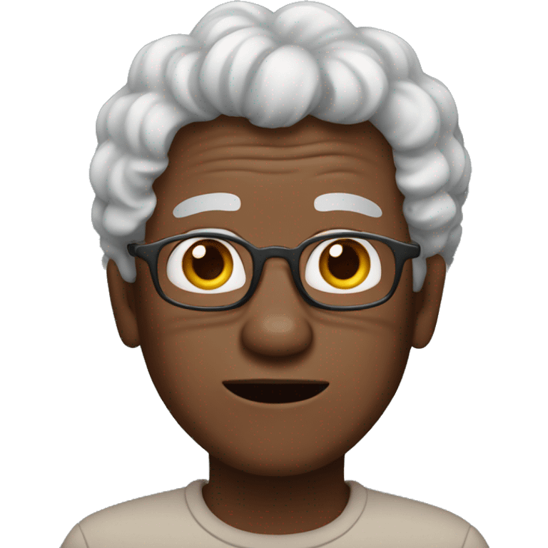 Elderly person, emoji, black skin, curly hair. emoji