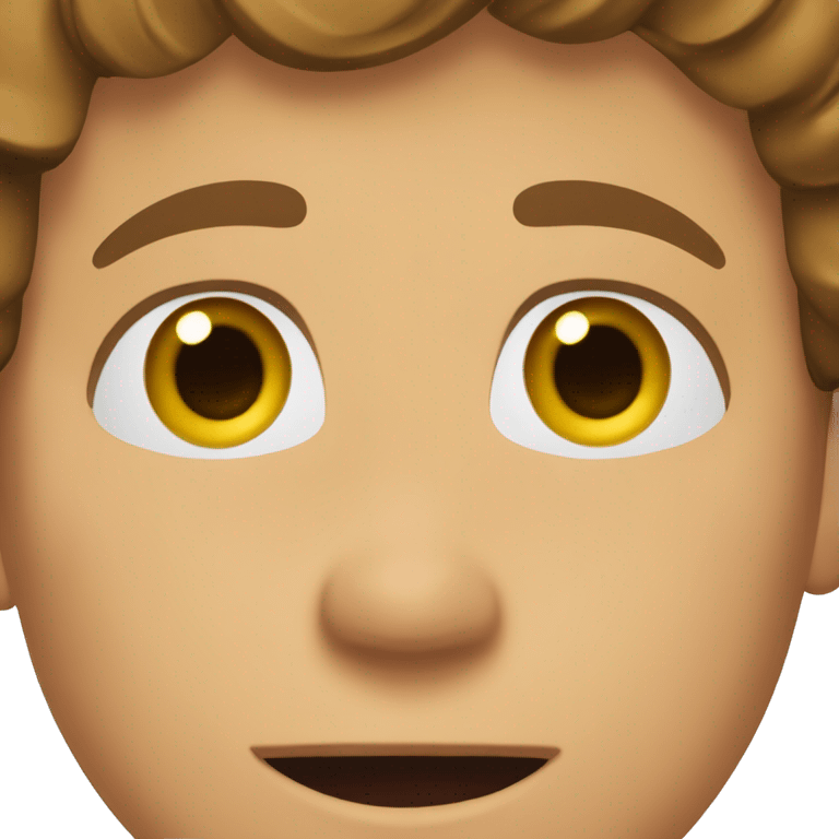 a boy with pronounced skin and short, wavy, brown hair with eyes like money and his hands on his ears, showing surprise emoji