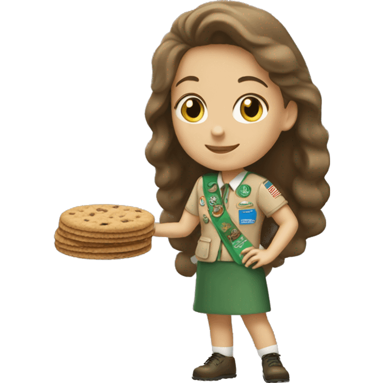 white girl scout selling cookie emoji