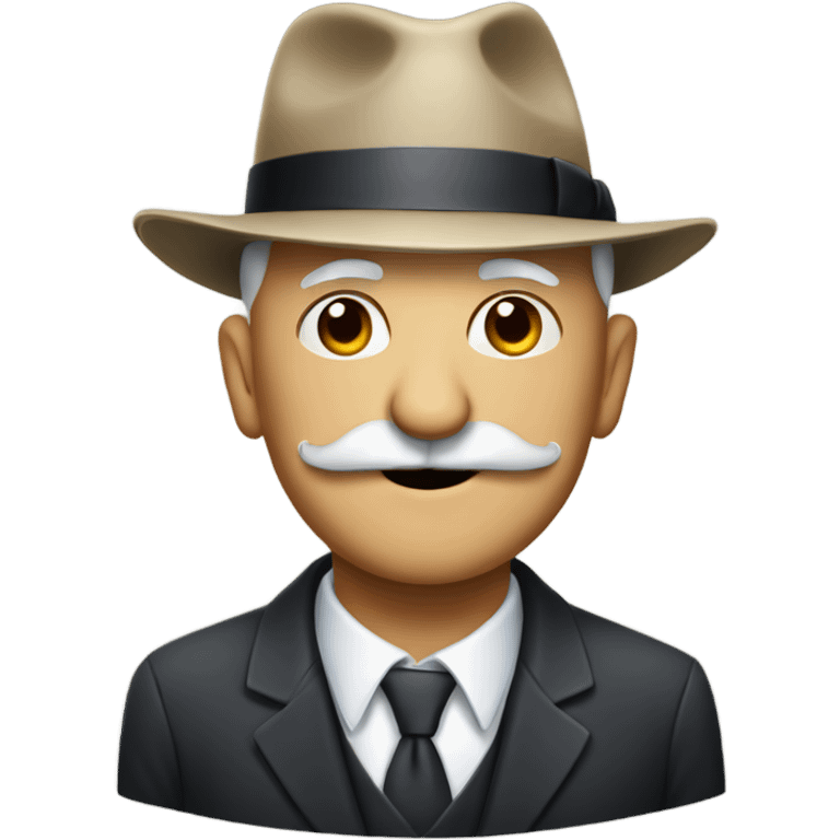 Old bald man with mustache in suit with fedora  emoji