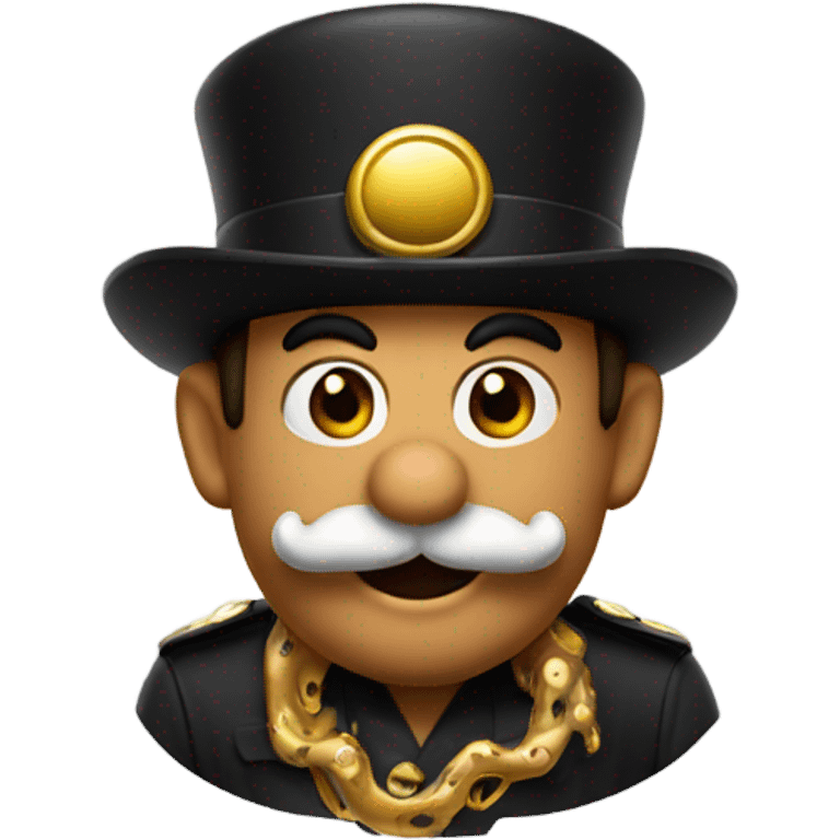 Super Mario with Gold and Black hat and an octopus mustache emoji