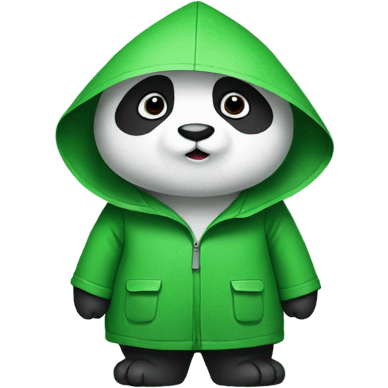 Panda wearing a green raincoat  emoji