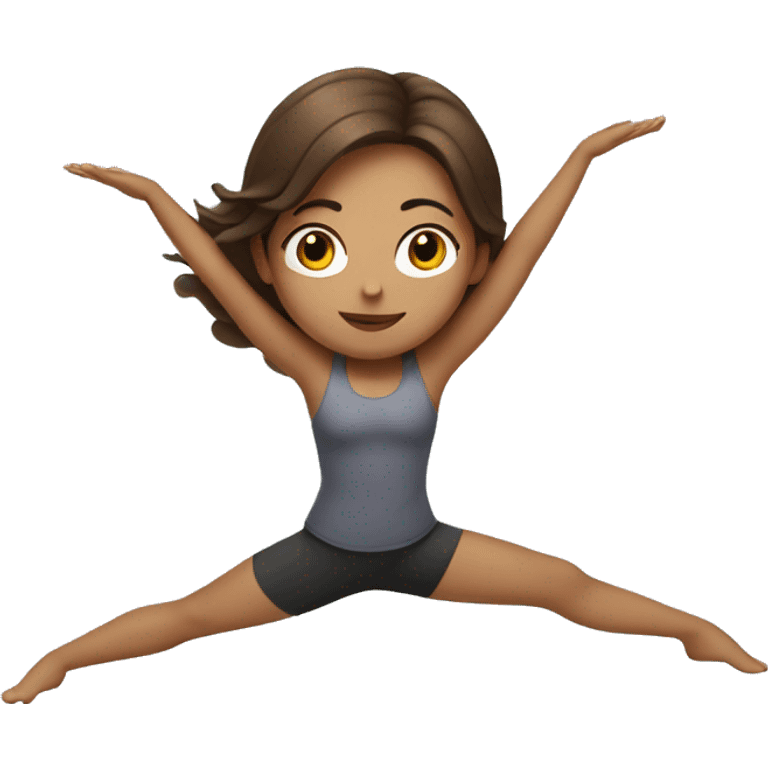 A girl with brown hair and glass is doing yoga  emoji