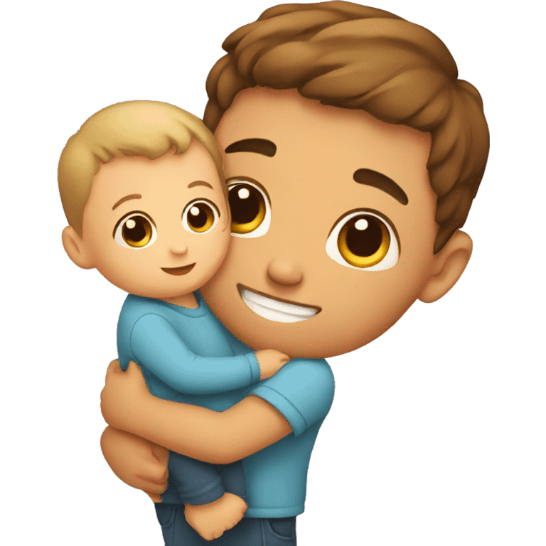 Boy holding baby in arm emoji