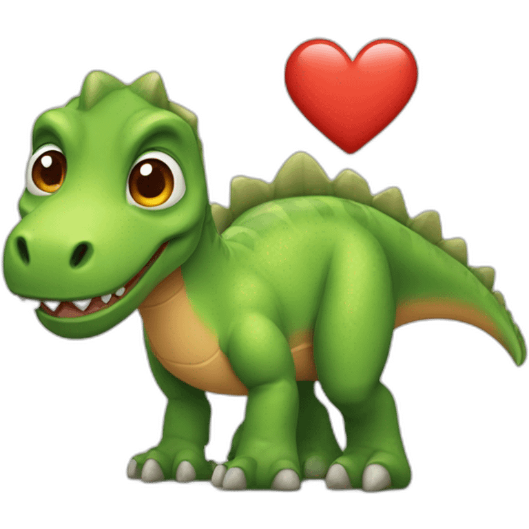 Dinosaur with heart instead of eyes emoji