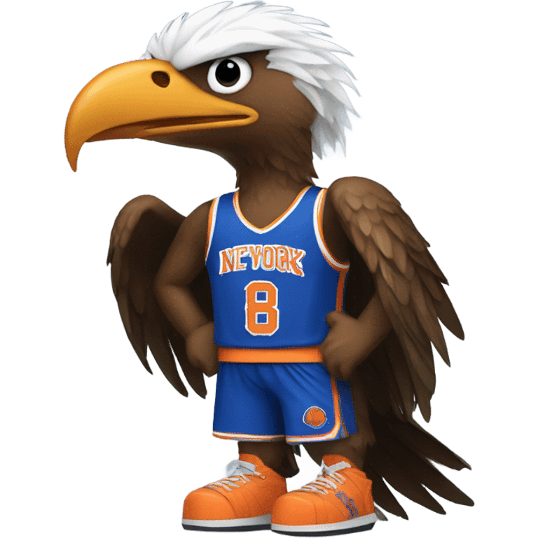 Eagle wearing a Knicks jersey emoji