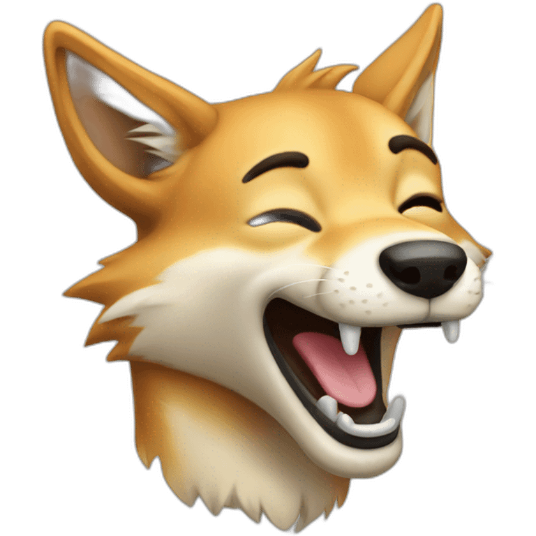 A dingo laughing emoji