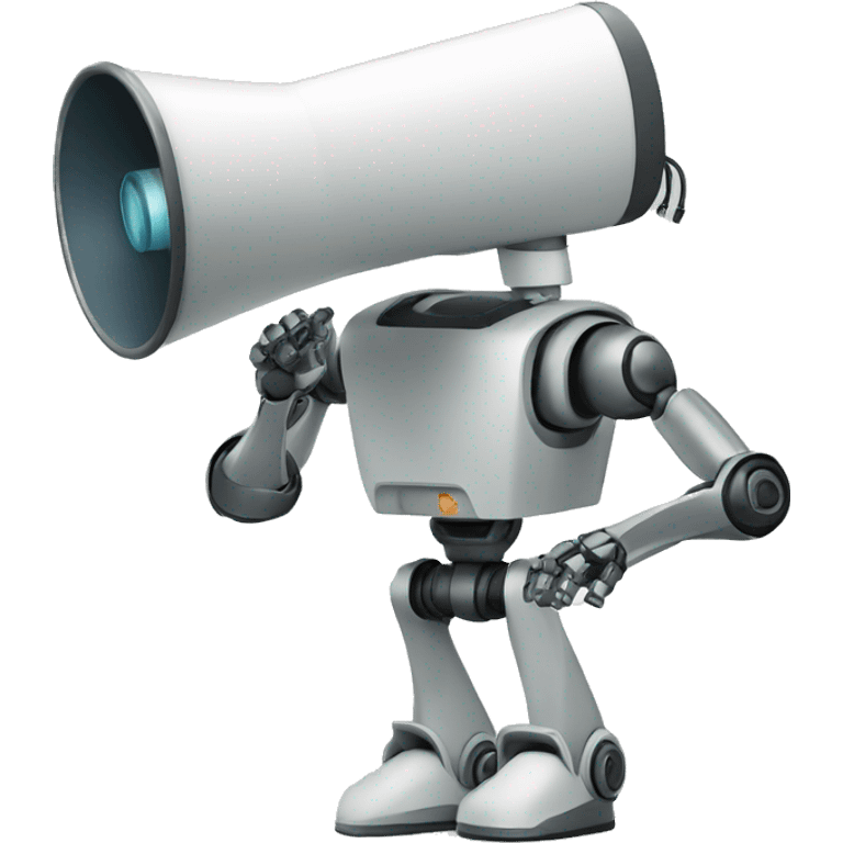 robot held megaphone in held emoji