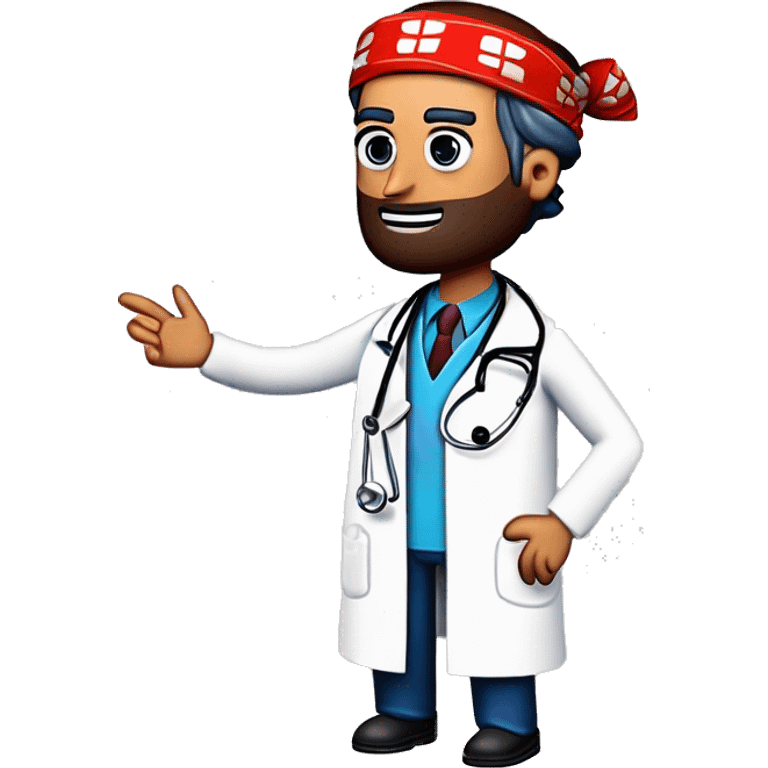 chirurgical doctor who has a bandana on his head and thinks of a response emoji