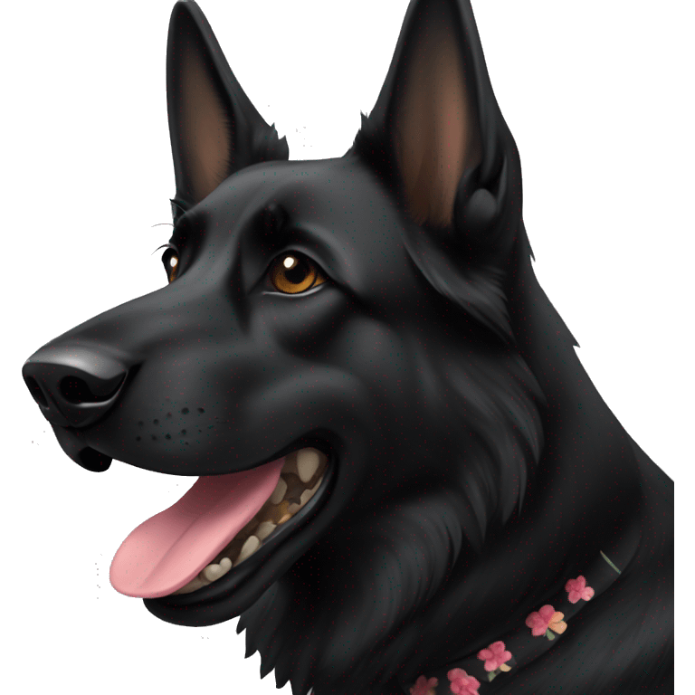 Black German Shepard with joint in mouth  emoji