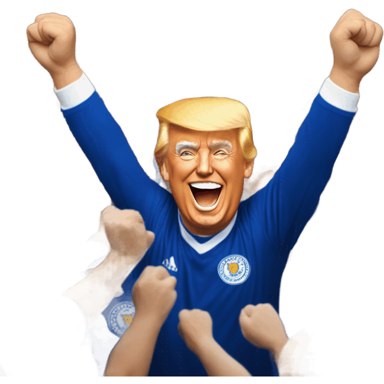 Donald trump cheering Leicester football club win against spurs emoji