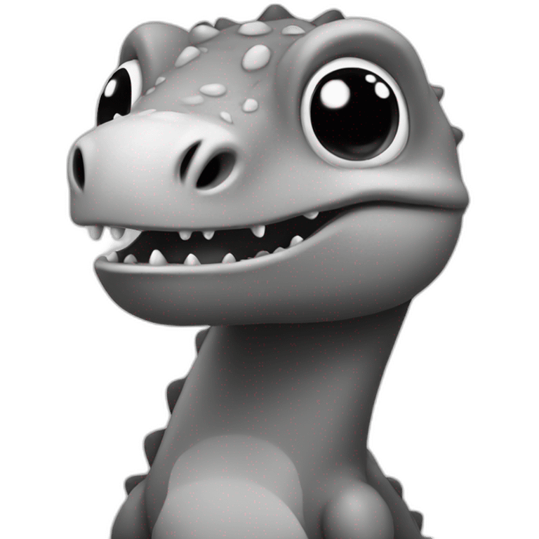 Cute black and white dino emoji