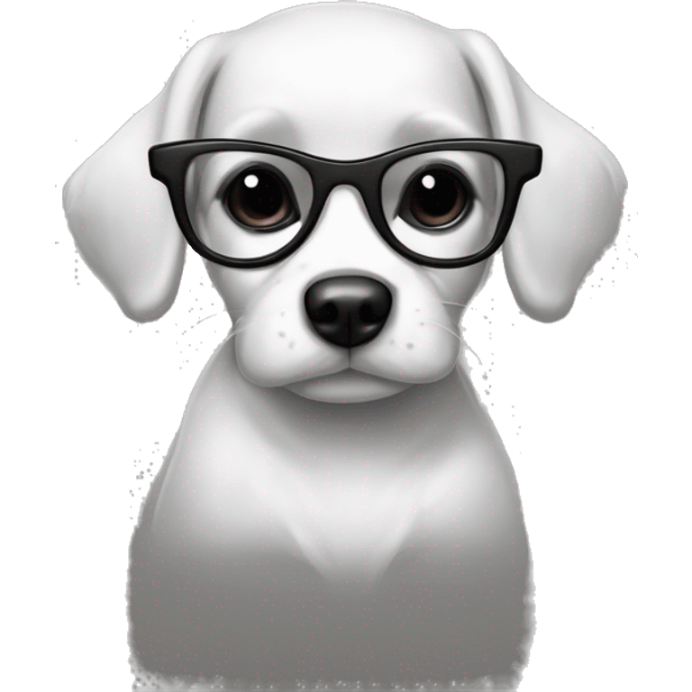 medium-black-and-white-dog-face-with-black-eyes-and-black-glasses-and-polkadot-black-white-bow-sketch emoji