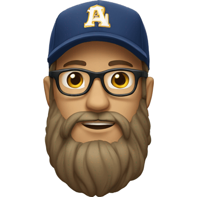 man with baseball cap, long hair, glasses and beard emoji