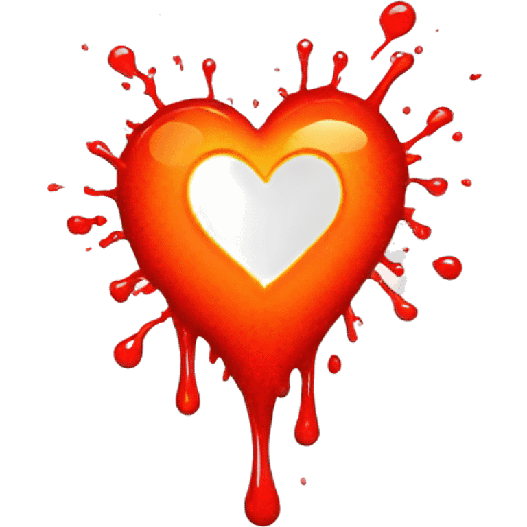 bleeding red heart glowing red-orange with splatter emoji