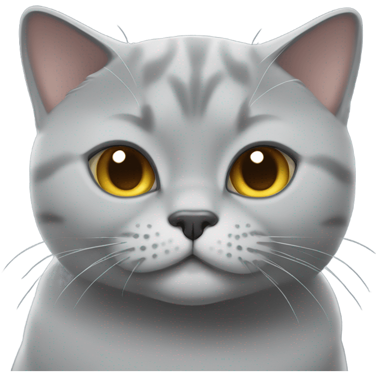 Gray British shorthair cat with a grin  emoji