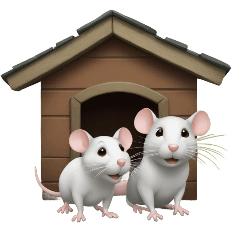 three rats living in the dog house emoji