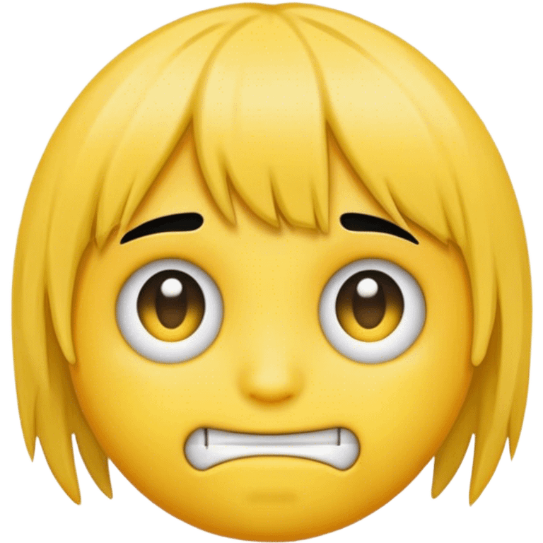 class is yellow emoji face, with emo bangs and facial piercings emoji