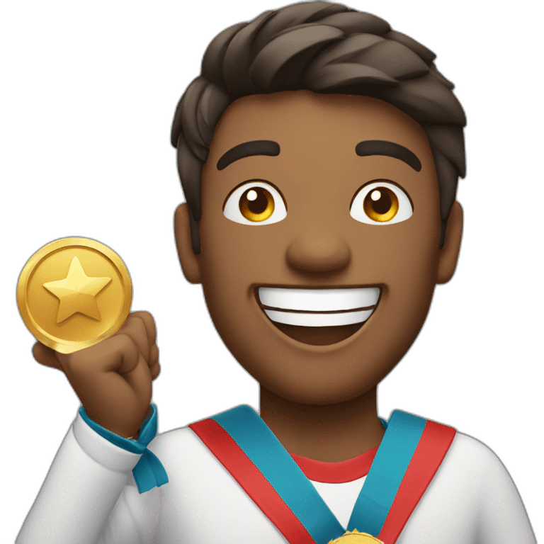 Excited man with awards and medals emoji