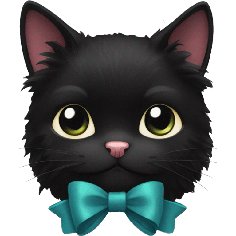 black cat fluffy with a bow emoji