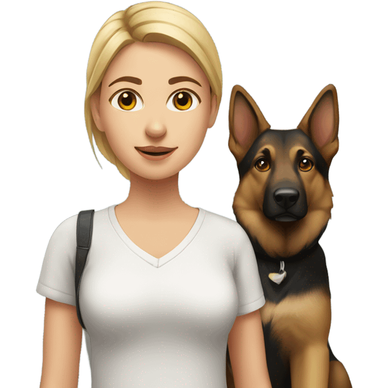 Girl and German Shepard dog emoji