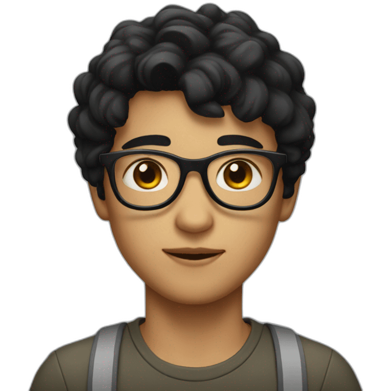 Fair skin boy with black glasses and black hair emoji