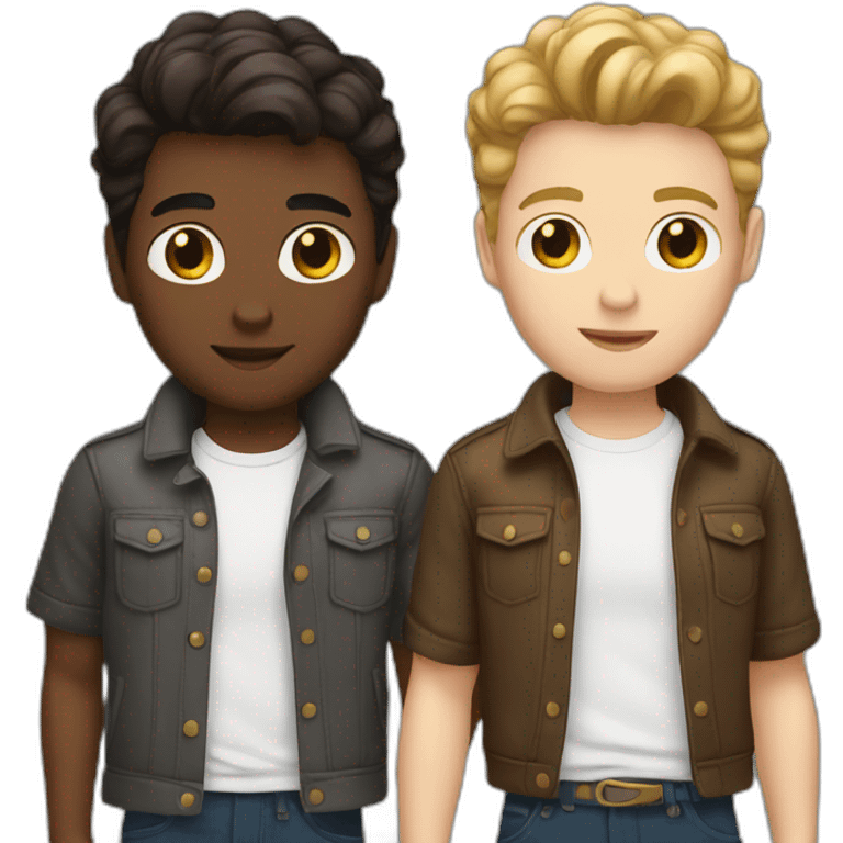 2 white gay boys with brown hair emoji