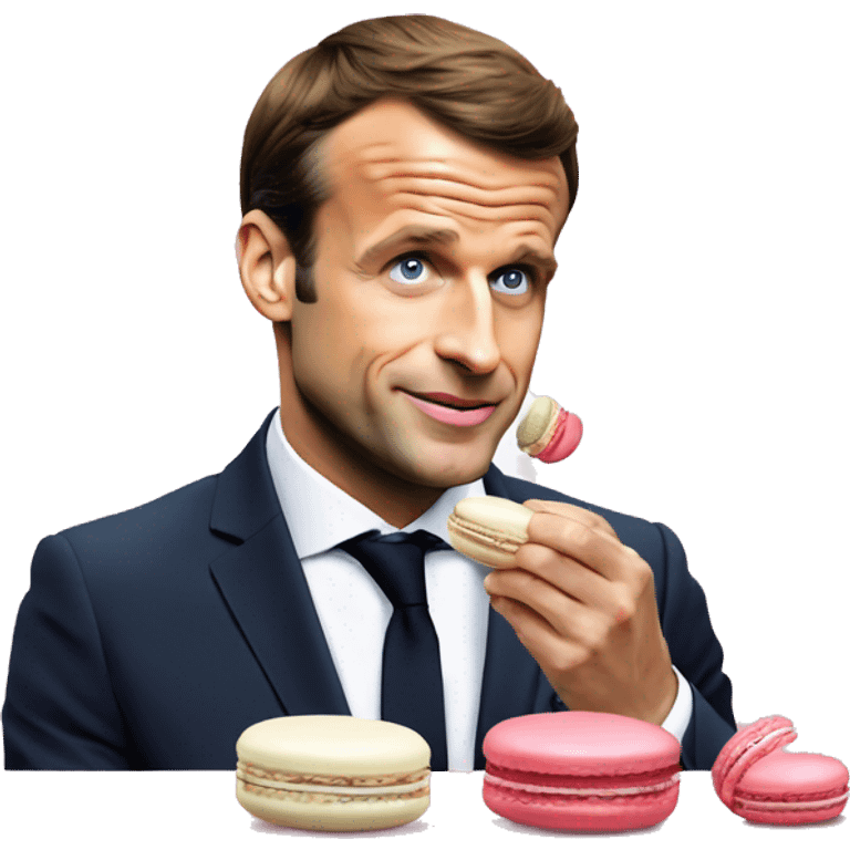 Emmanuel Macron qui mange un macaron  emoji