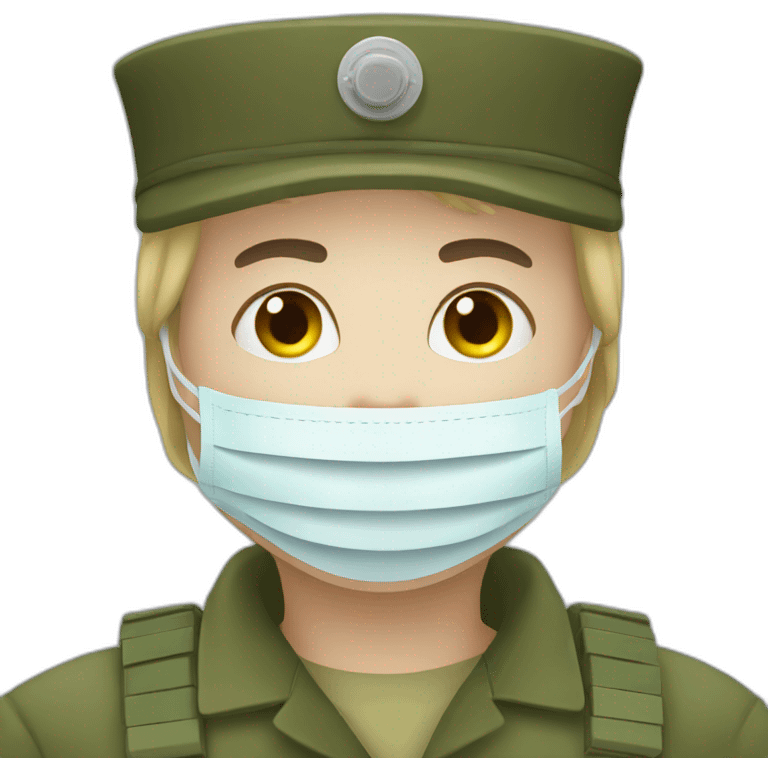 a military face in a Medical masks emoji