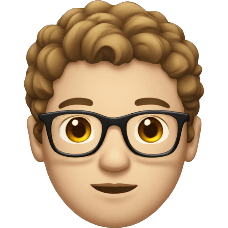 a young man with a fatter face, fair skin, brown hair and glasses emoji