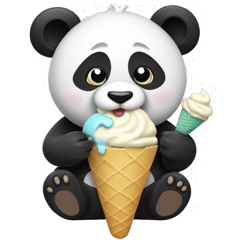 Panda eating ice cream emoji