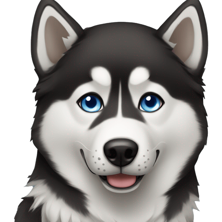 Black husky one blue eye one brown emoji