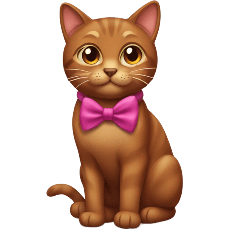 Brown Cat with bow  emoji