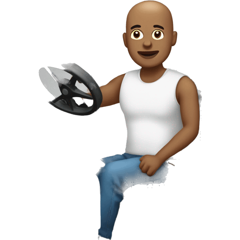 Bald man on tractor  emoji