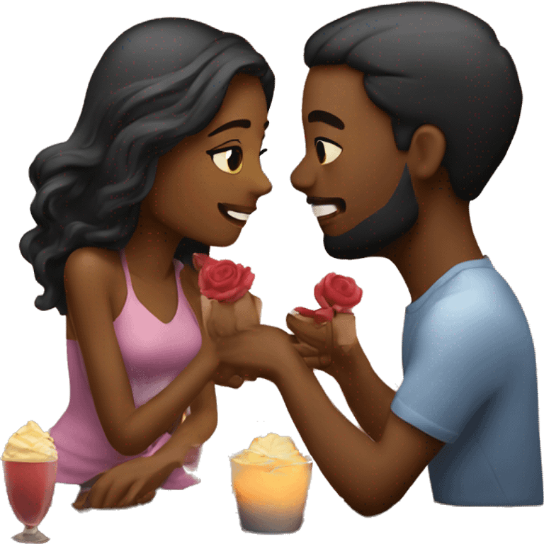 Lovers on a romantic date, emoji