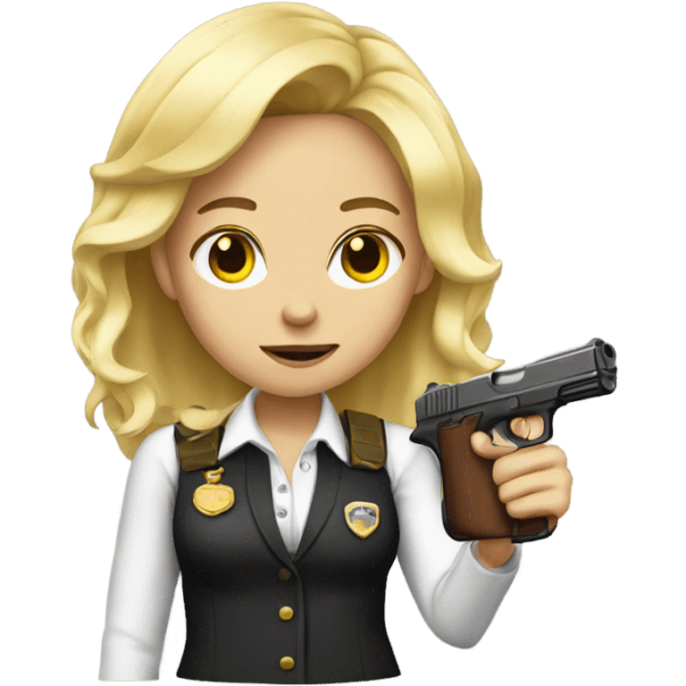 blonde girl whit pistol emoji