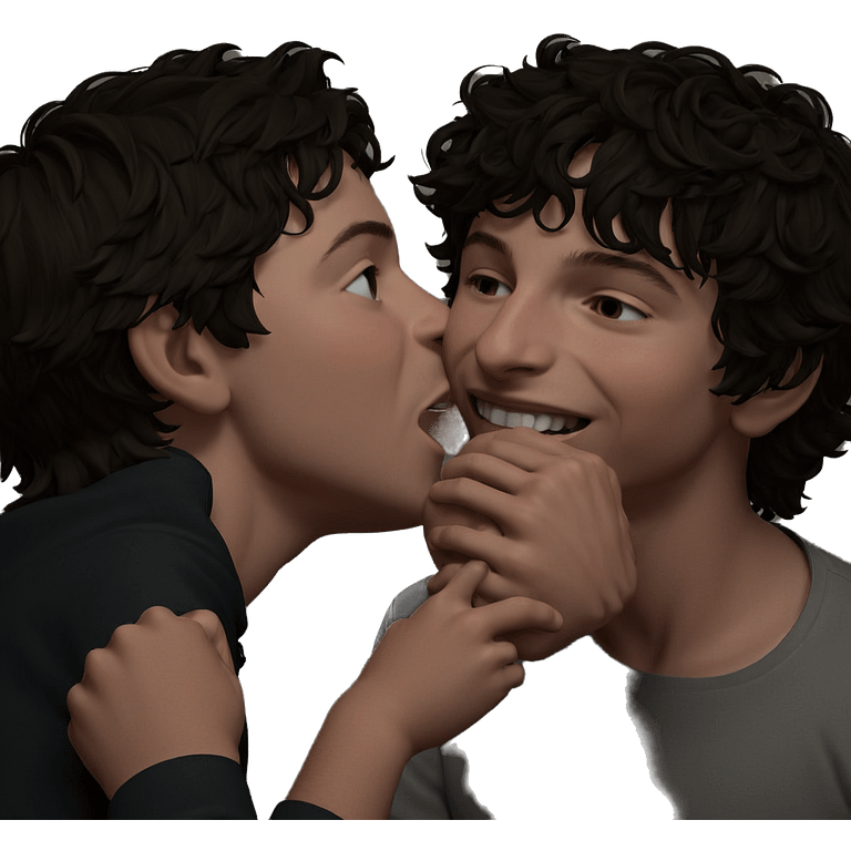 intimate moment between two boys emoji