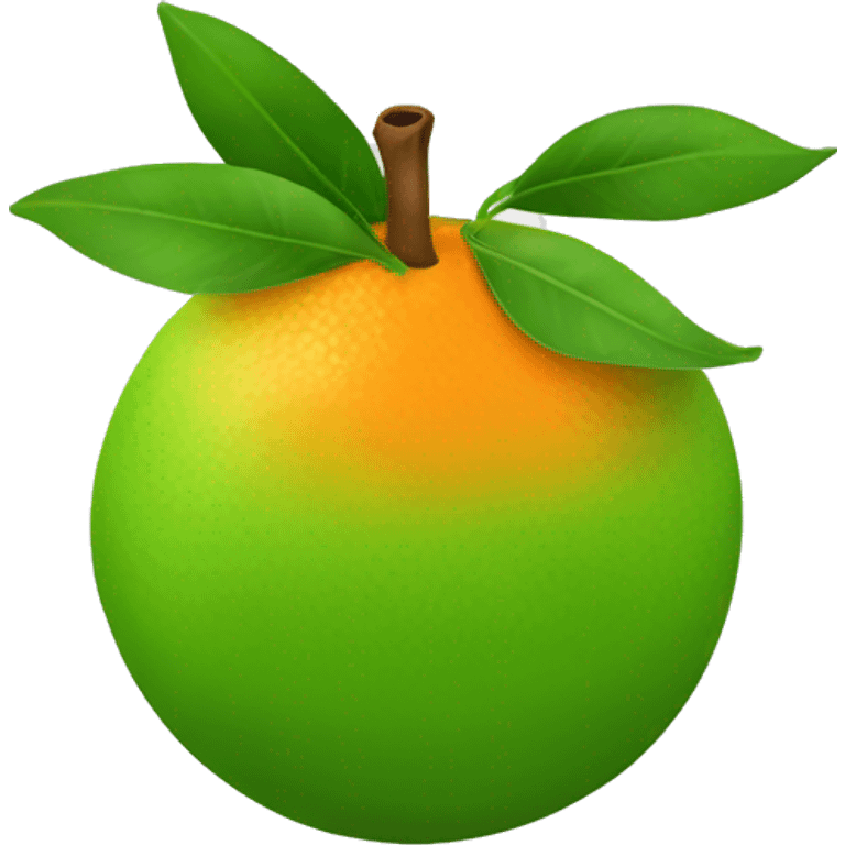 1 mandarin fruit with one green leaf. round. emoji