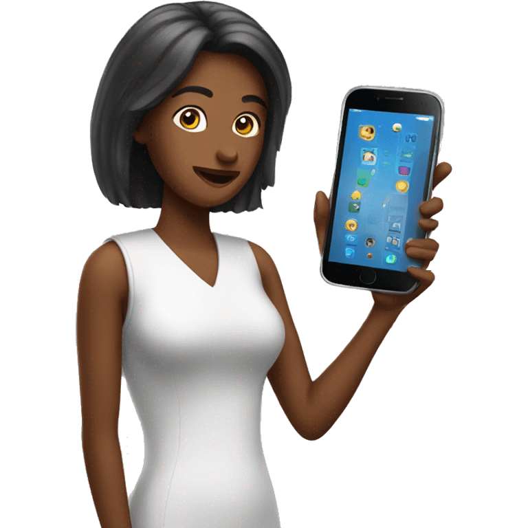 woman showing big phone emoji