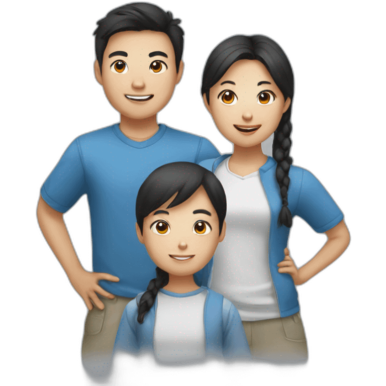 team of 3 asian friends (2 boys and 1 girl) emoji