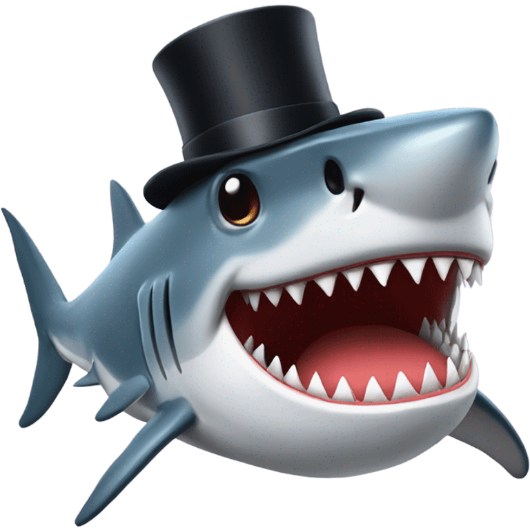 A shark with a top hat emoji