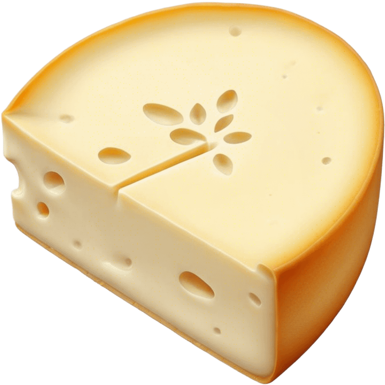 Cinematic Realistic Brie Cheese Emoji, featuring a creamy, soft-ripened cheese with a delicate rind rendered with lifelike detail and inviting, natural lighting. emoji