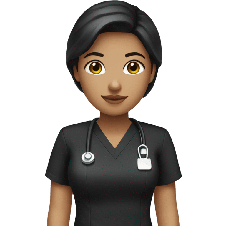 brunette nurse with black scrubs emoji