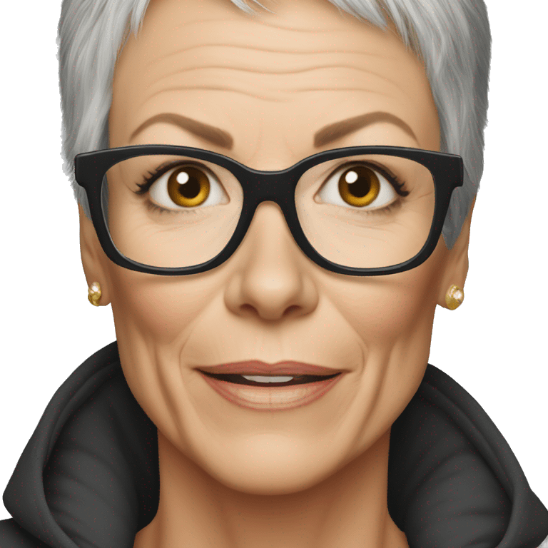 super realistic jamie lee curtis wearing tee emoji