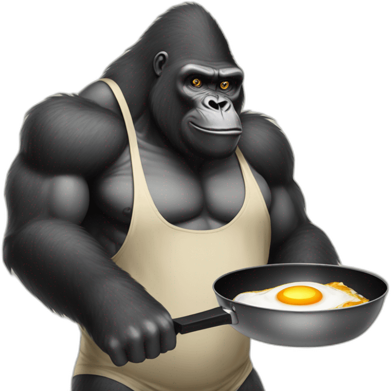 Buff Gorilla frying eggs on a pan emoji