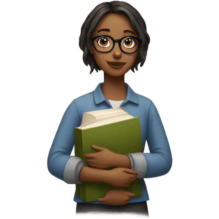 girl wearing glasses and book emoji