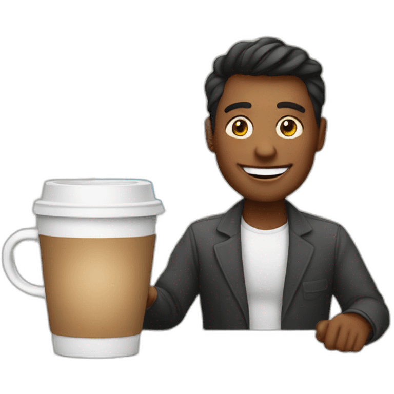 happy developer with a big cup of coffee emoji