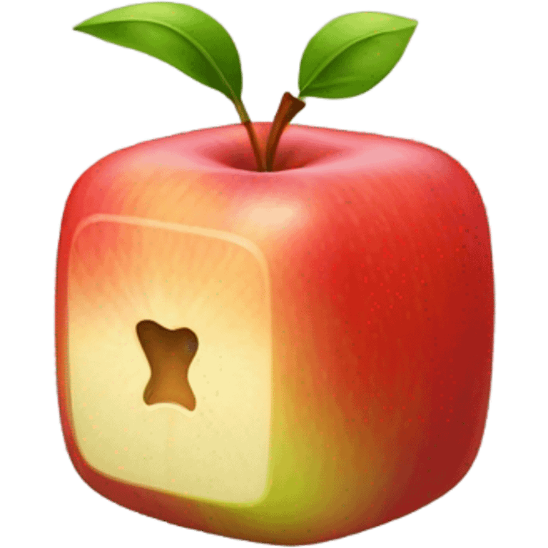 One cube shaped apple emoji